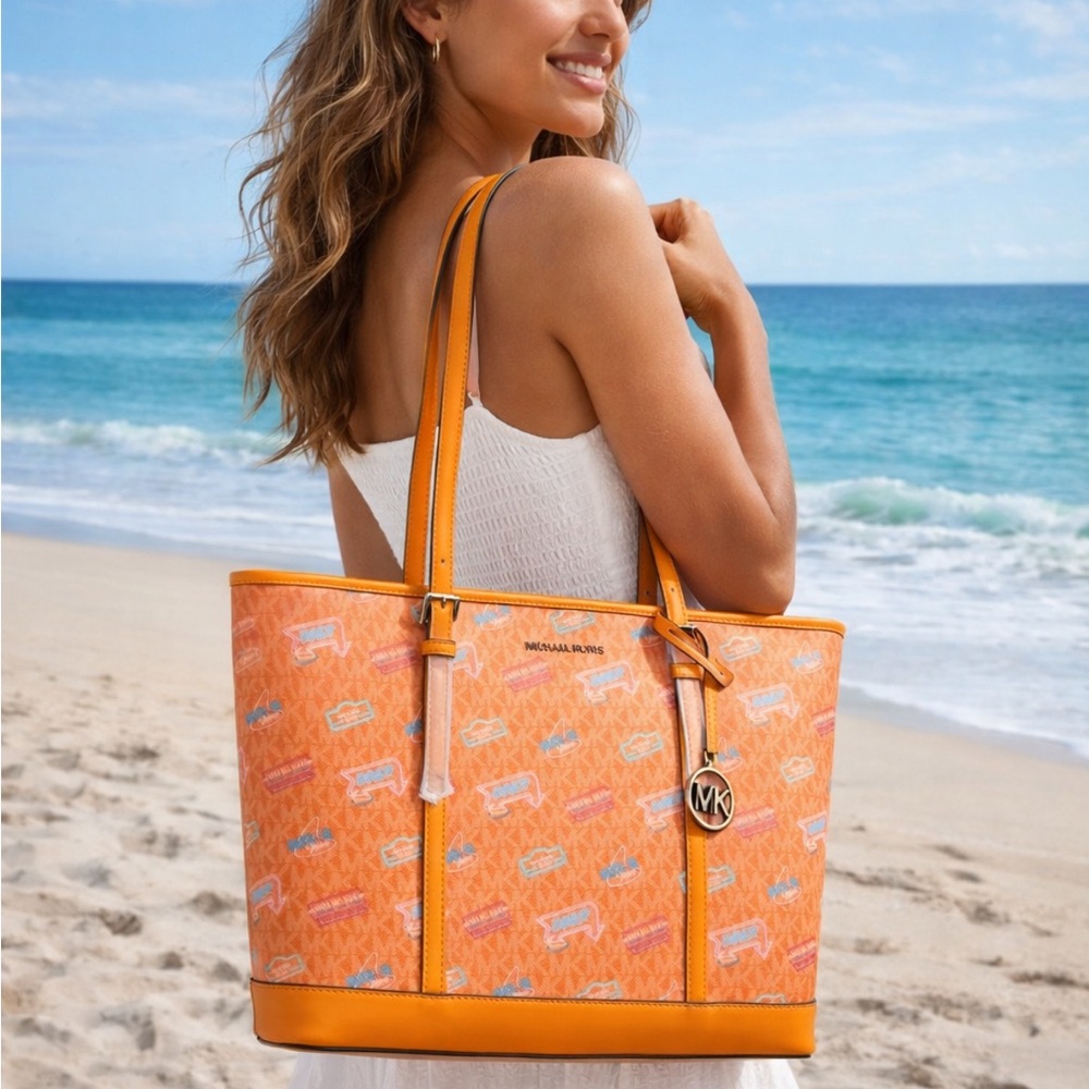 Michael Kors Orange Patterned Tote